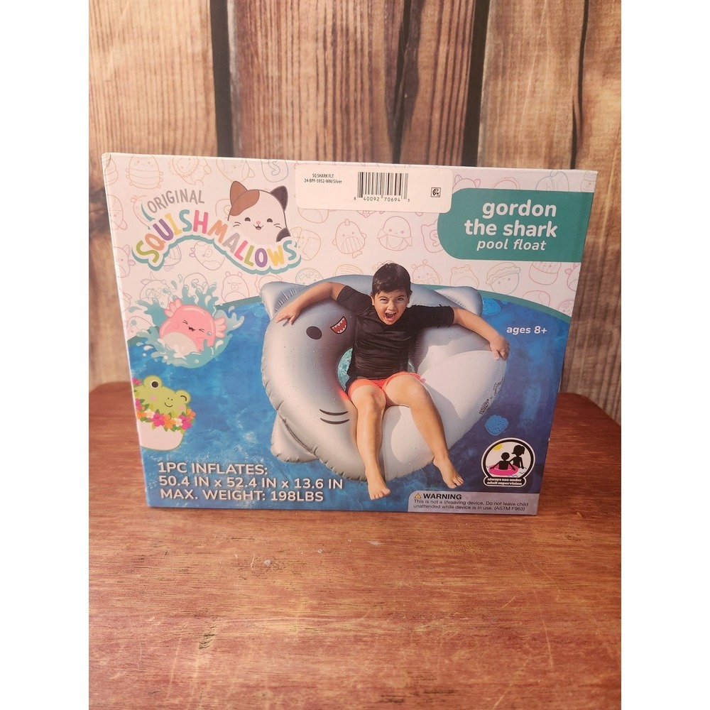 Squishmallows Gordon the Shark Pool Float Inflatable Silver Jazwares 24-BPF-5952